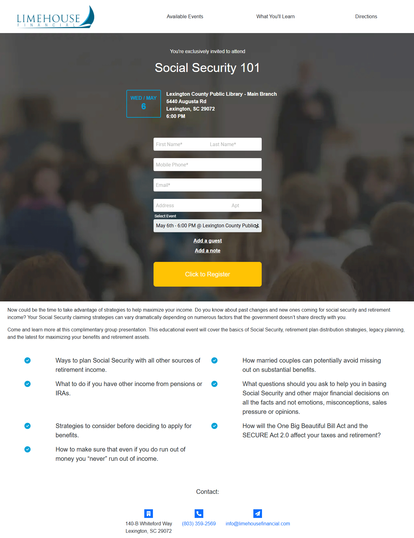 Social Security 101 Event Flyer