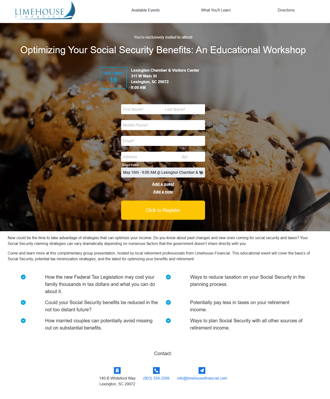 Optimizing Your Social Security Benefits Educational Workshop Flyer
